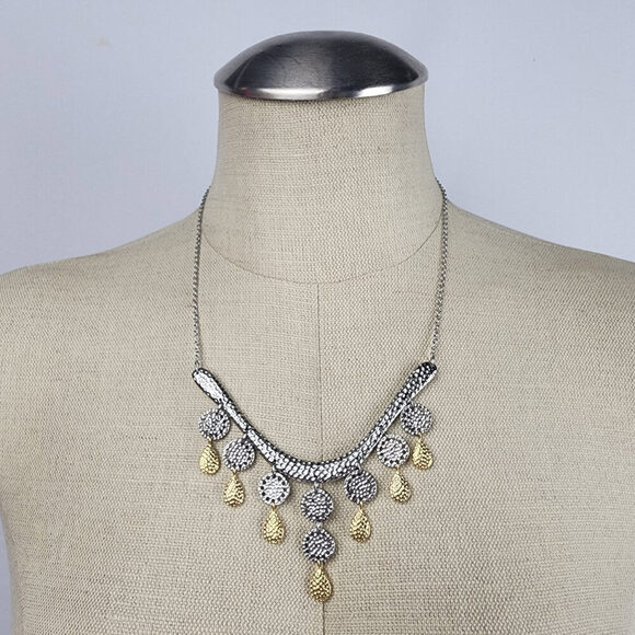 Tocara Stainless Steel Silver & Gold Tone Statement Necklace - Picture 1 of 7